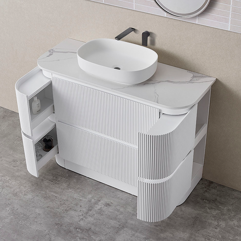 Hudson Series Matt White 1180x455x855mm Vanity with Flat Stone Bench Top Only