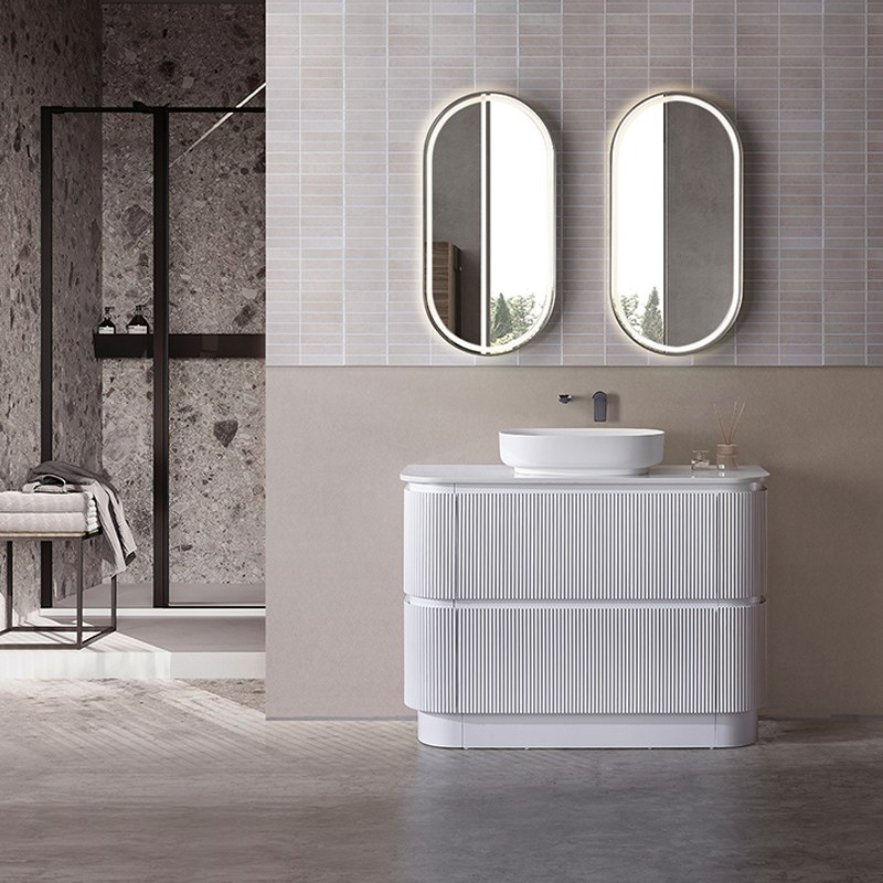 Hudson Series Matt White 1180x455x855mm Vanity with Flat Stone Bench Top Only