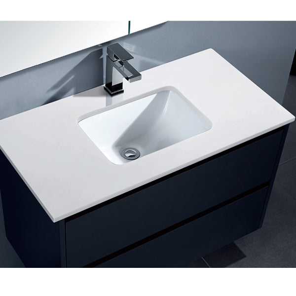 Moddra(Hung) Series Matt Black Overall 880x455x540mm Vanity Set With Stone Top & Ceramic Undermount Basin