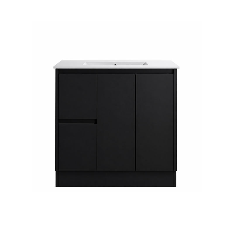 Moddoo Series Left Hand Drawer Matt Black Overall 880x455x855mm Vanity Set With Stone Top & Ceramic Undermount Basin