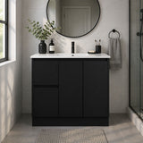 Moddoo Series Left Hand Drawer Matt Black Overall 880x455x855mm Vanity Set With Stone Top & Ceramic Undermount Basin