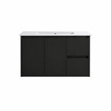 Sierra(Hung) Series Wall Hung Right Hand Drawer Matt Black Overall 880X355X520mm CABINET ONLY