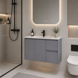 Sierra(Hung) Series Wall Hung Right Hand Drawer Matt Grey Overall 880X355X520mm CABINET ONLY