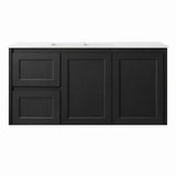 Vintage (Hung) Series Single Bowl Left Hand Drawer Matt Black Overall 900mm Vanity Set With Ceramic Slimline Top