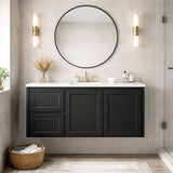 Vintage (Hung) Series Single Bowl Left Hand Drawer Matt Black Overall 900mm Vanity Set With Ceramic Slimline Top