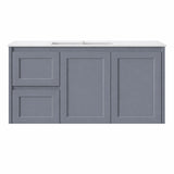 Vintage (Hung) Series Single Bowl Left Hand Drawer Matt Grey Overall 900mm Vanity Set With Ceramic Slimline Top