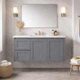 Vintage (Hung) Series Single Bowl Left Hand Drawer Matt Grey Overall 900mm Vanity Set With Ceramic Slimline Top