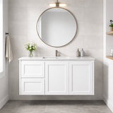 Vintage (Hung) Series Single Bowl Left Hand Drawer Matt White Overall 900mm Vanity Set With Flat Stone Bench Top