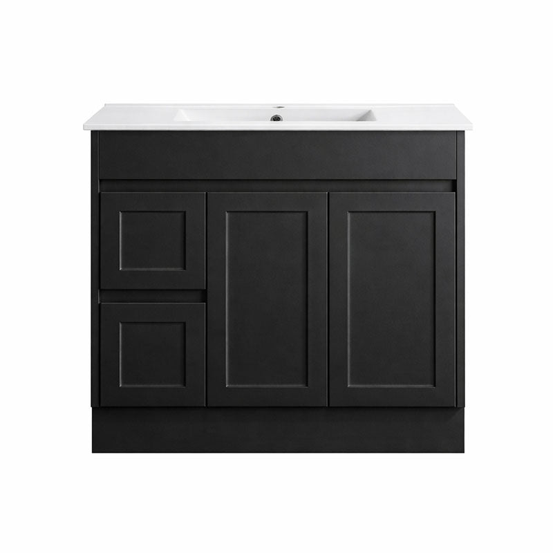 Vintage Series Left Hand Drawer Matt Black Overall 880x455x855mm Vanity with Stone Top & Ceramic Undermount Basin