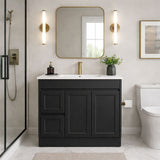 Vintage Series Left Hand Drawer Matt Black Overall 880x455x855mm Vanity with Stone Top & Ceramic Undermount Basin