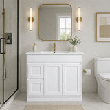 Vintage Series Left Hand Drawer Gloss White Overall 880x455x855mm Vanity with Stone Top & Ceramic Undermount Basin