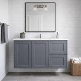 Vintage (Hung) Series Single Bowl Right Hand Drawer Matt Grey Overall 900mm Vanity Set With Flat Stone Bench Top