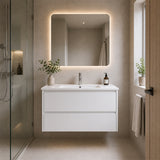 Moddra(Hung) Series Matt White Overall 880x455x540mm Vanity Set With Flat Stone Bench Top
