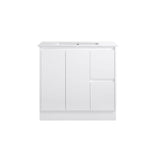 Sierra Series Right Hand Drawer Freestanding Gloss White Overall 880x355x855mm Vanity with Ceramic Slimline Top (UV32)