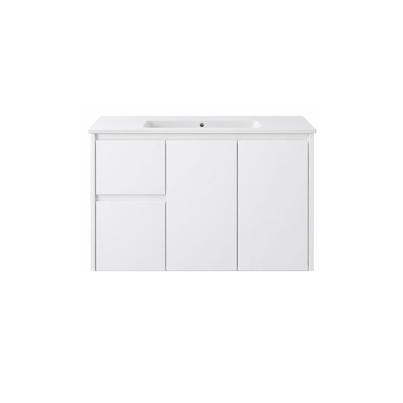 Sierra Series Wall Hung Left Hand Drawer Gloss White 880x355x520mm CABINET ONLY