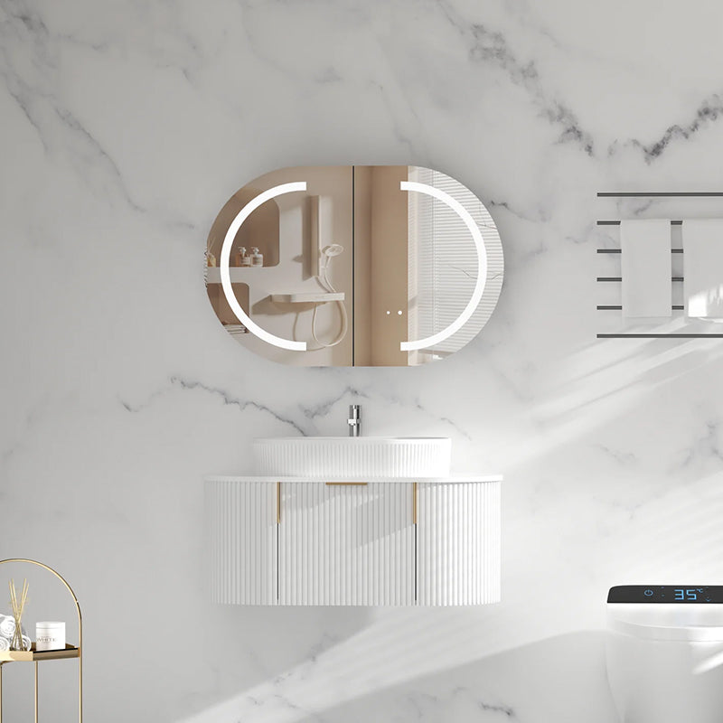 Carysil Mystic Oval LED Shaving Cabinet Matte White 900x600mm