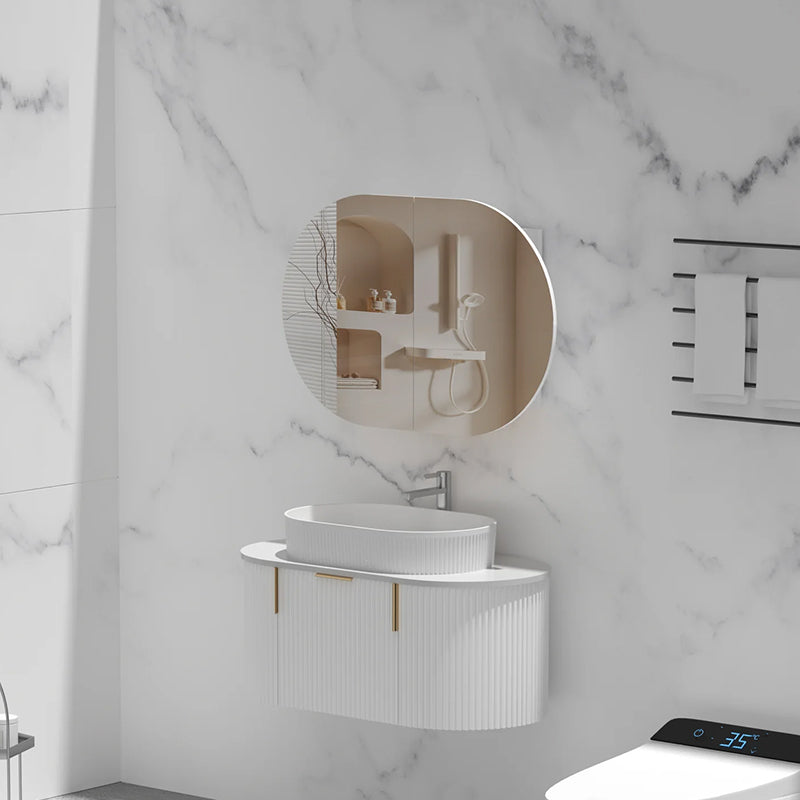 Carysil Mystic Oval Shaving Cabinet Matte White 900x600mm