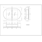 Carysil Mystic Oval Shaving Cabinet Matte White 900x600mm