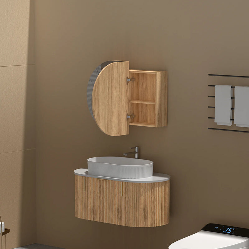 Carysil Mystic Oval Shaving Cabinet Walnut 900x600mm
