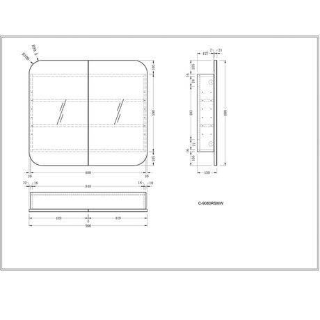 Carysil Grand Shaving Cabinet Walnut 900x800mm