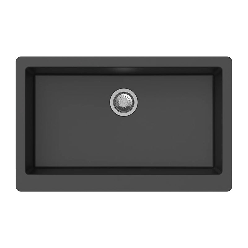 Granite Butler Sink Single Bowl Farmhouse Kitchen Laundry Sink Apron Front Black 865x540x229mm