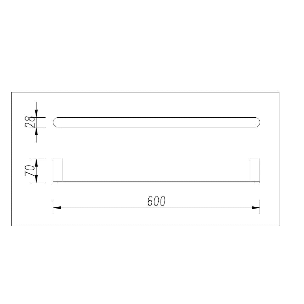 Rushy Brushed Nickel Single Towel Rail 600mm