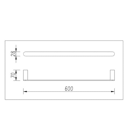 Rushy Brushed Nickel Single Towel Rail 600mm