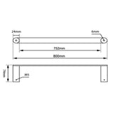 Bellino Chrome & Matte Black 800mm Single Towel Rail