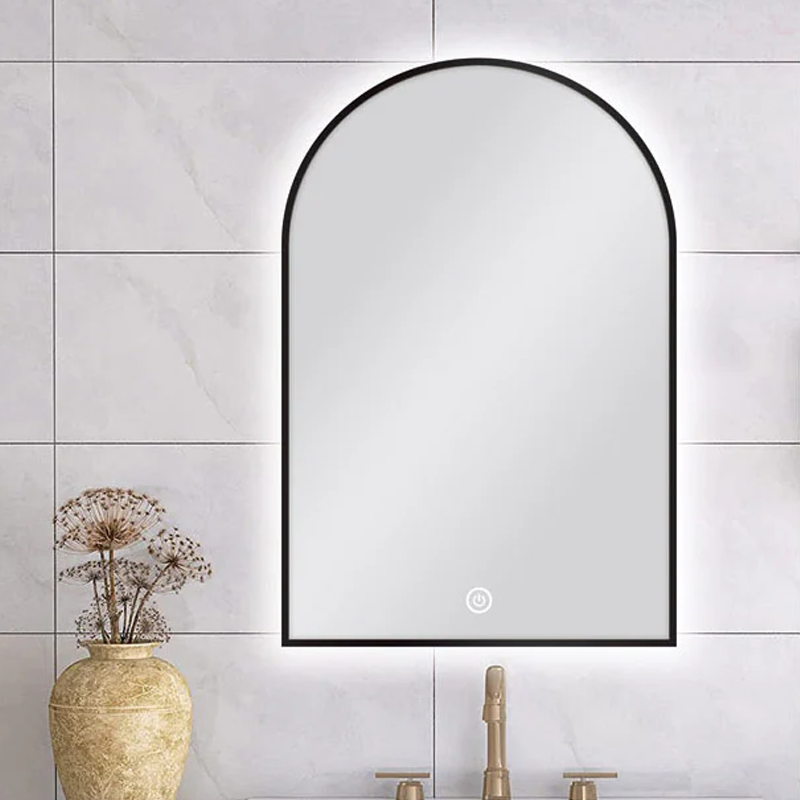 Arched Shape Framed Carysil LED Mirror Black 600x900mm