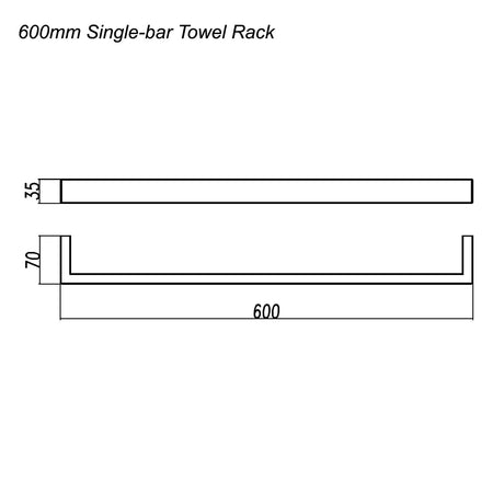 Persano Matte Black Zinc Alloy 600mm Single Towel Rail