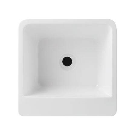 Free standing Basin With Overflow Square Gloss White 390x390x840mm
