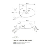 Solid Surface Basin Series Abel Above Counter Matt White 600x350x160mm