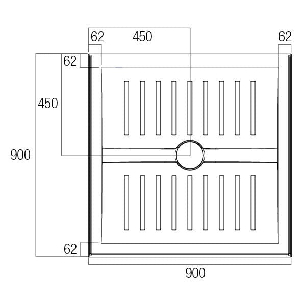 Access Polymarble Base 900x900 Centre Outlet Shower Base