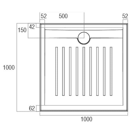 Access Polymarble Base 1000x1000 Rear Outlet Shower Base