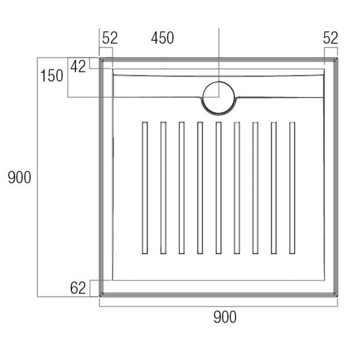 Access Polymarble Base 900x900 Rear Outlet Shower Base