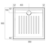 Access Polymarble Base 900x900 Rear Outlet Shower Base