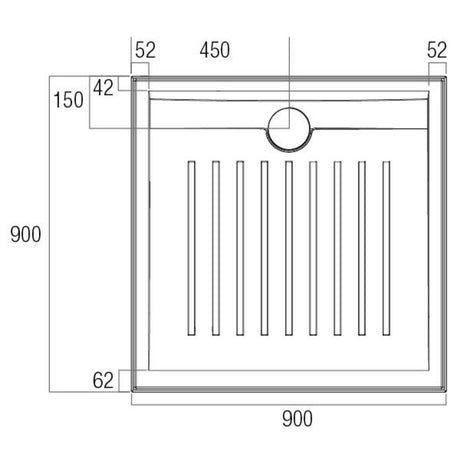 Access Polymarble Base 900x900 Rear Outlet Shower Base