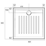Access Polymarble Base 820x820 Rear Outlet Shower Base