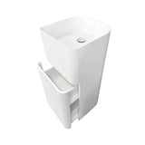 Solid Surface Basin Series Alyssa Freestanding With Portal Storage Drawer Matt White 400x400x900mm