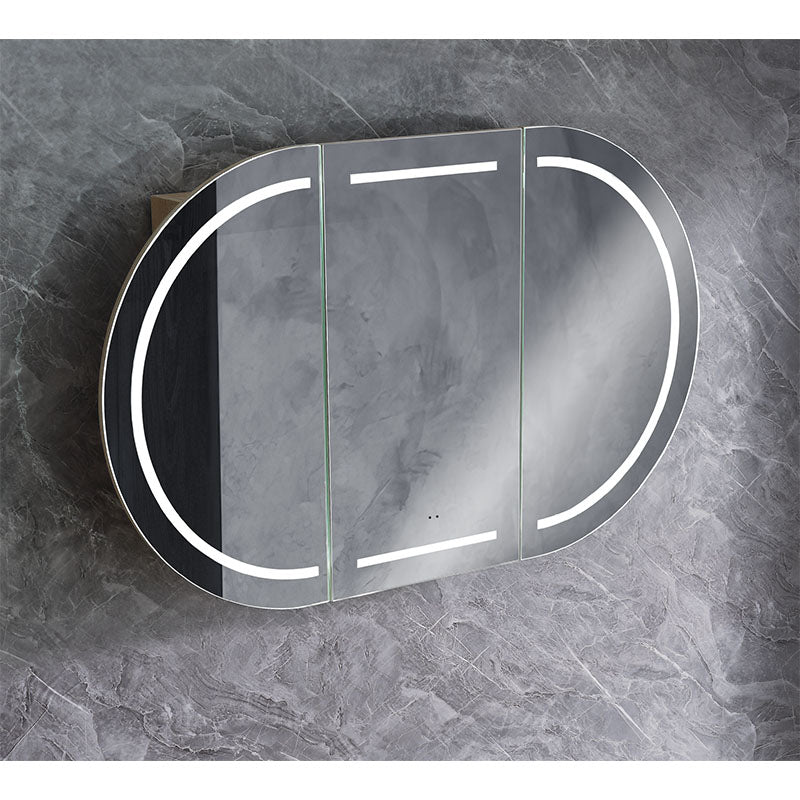 LED Amber Collection Oval Shaving Cabinet Matt White 1200x750x145mm