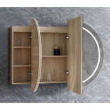 LED Amber Collection Oval Shaving Cabinet Natural Timber 1200x750x145mm
