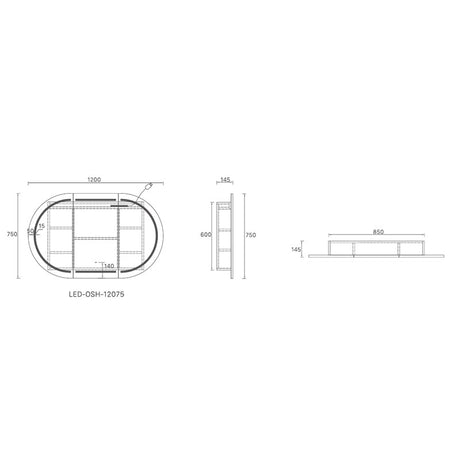 LED Amber Collection Oval Shaving Cabinet Natural Timber 1200x750x145mm