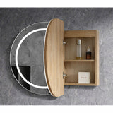 LED Amber Collection Oval Shaving Cabinet Natural Timber 900x600x145mm