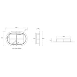 LED Amber Collection Oval Shaving Cabinet Matt White 900x600x145mm