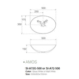 Solid Surface Basin Series Amos Above Counter Matt White 500x350x150mm