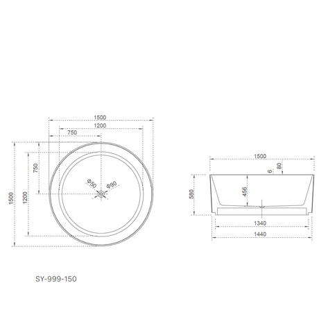 Arcadia Collection FREESTANDING BATH 1500x1500x580mm