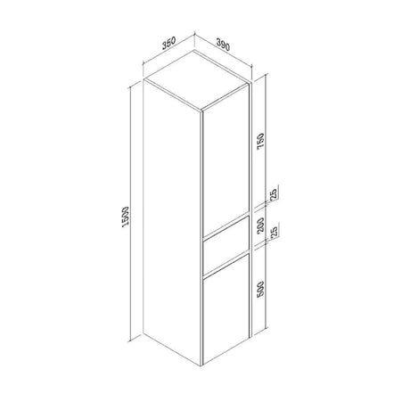 Aspen Collection Wall Hung Tallboy Natural Timber 350x390x1500mm