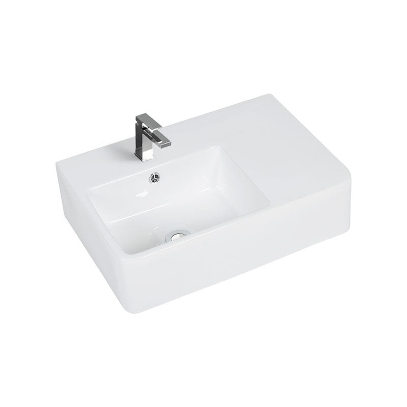 Wall Hung Basin With Overflow Left Hand Bowl Gloss White 600x400x160mm