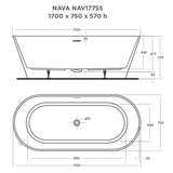 NAVA FREESTANDING BATHTUB 1700x730x570mm