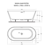 NAVA FREESTANDING BATHTUB 1500x730x570mm